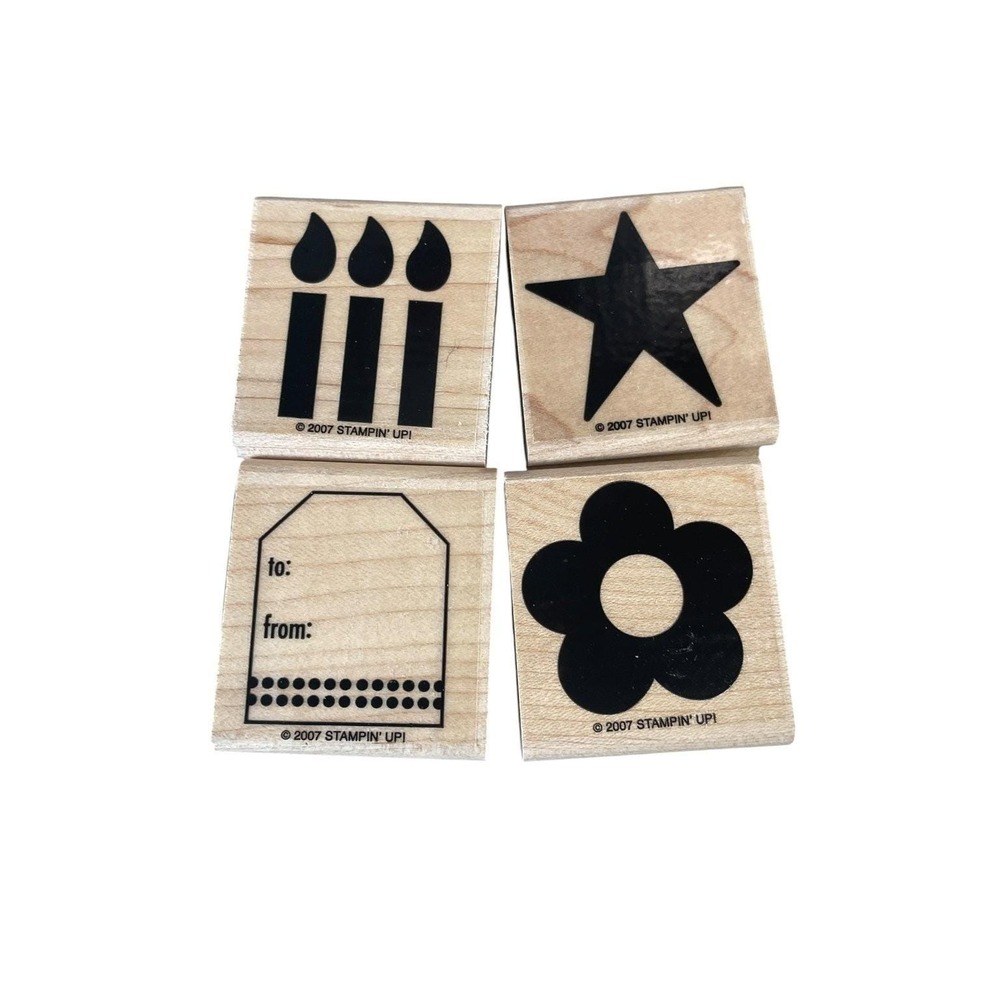 Stampin Up Stamp Set Unisex OS Tan All about Occasions 4pc Wood Mount Rubber